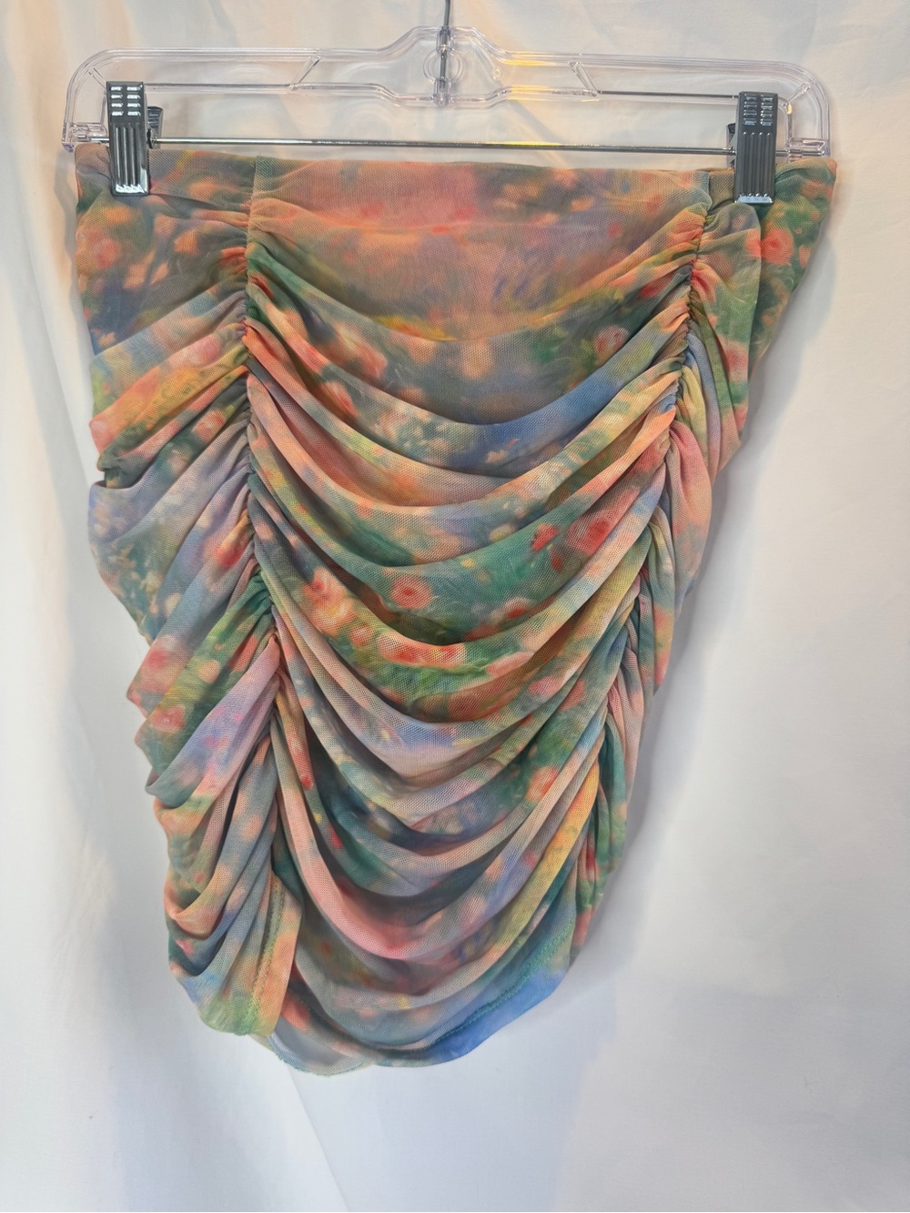 AFRM Martina Ruched Mesh Mini Skirt Multi Color